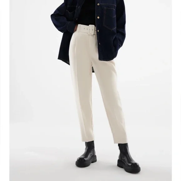 ZARA PANTS WITH FABRIC-COVERED BELT SIZE S - Picture 2 of 7